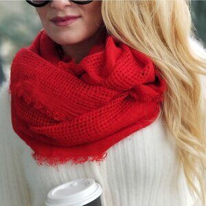 RED KNIT INFINITY SCARF